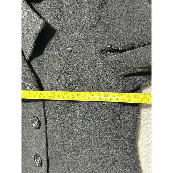 St Johns Bay Jacket Womens L Black Wool Cashmere Double Breasted Pea Coat Warm - Picture 2 of 9